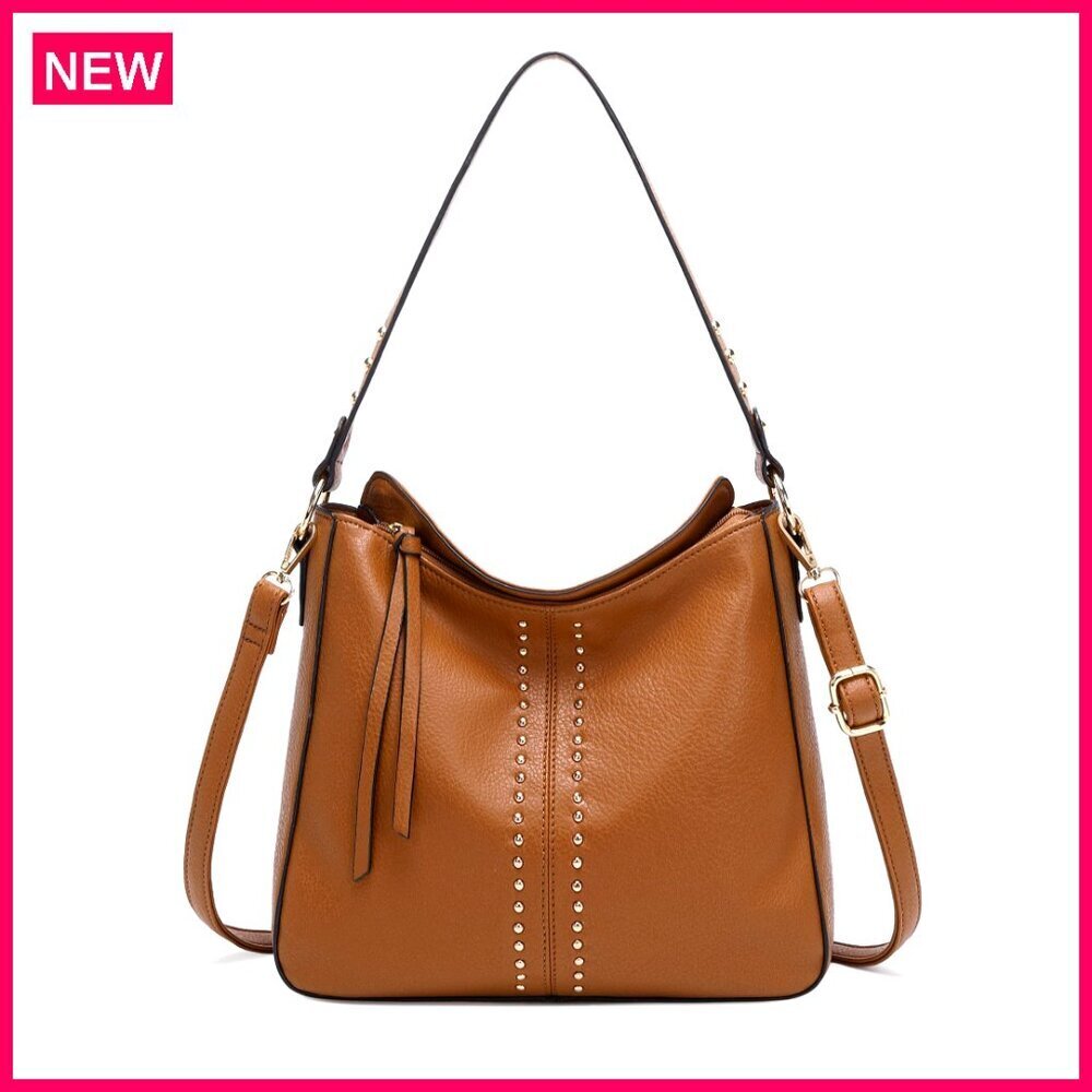 Large PU Leather Hobo Bag with Adjustable Strap, Multiple Pockets